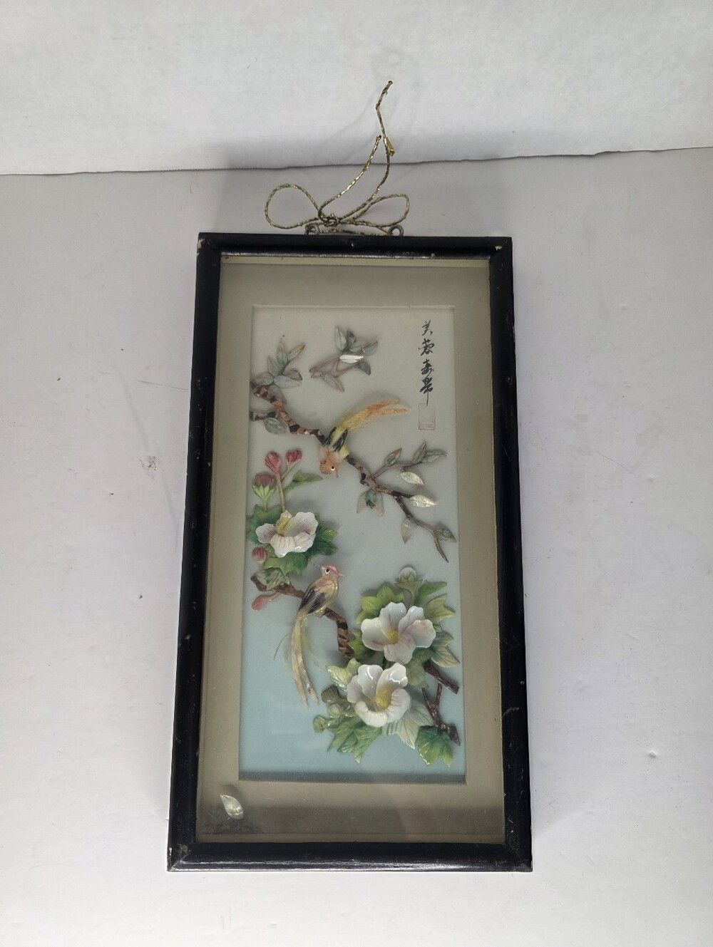 Swatow Shell Cutting Pictures Framed Shell Inlay Wall Art Birds & Flowers China